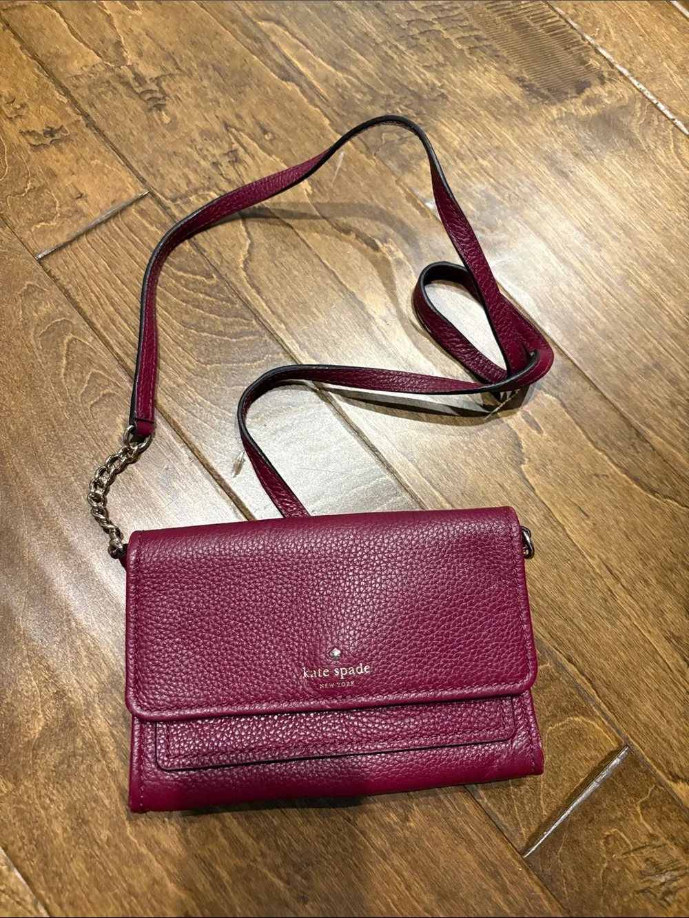 kate spade Pebbled Leather Crossbody in Berry